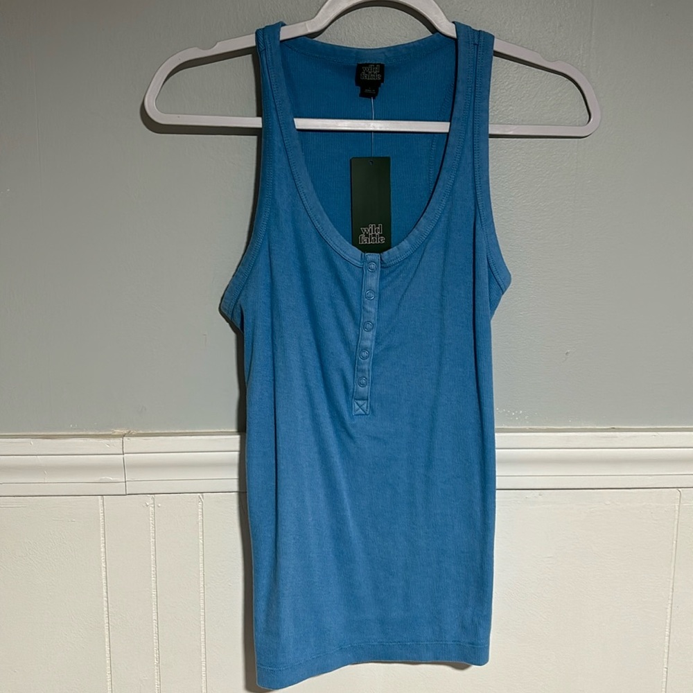 5 for $20! Wild Fable half button blue tank size large